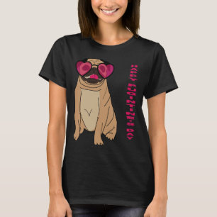 Camiseta Namorados&x27;s Pug Pink Heart Glass Class