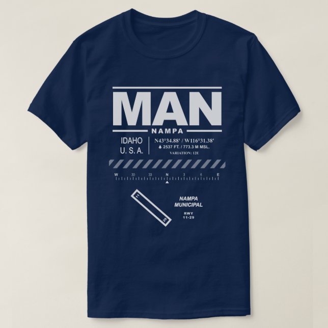 Camiseta Nampa Municipal Airport MAN (Frente do Design)