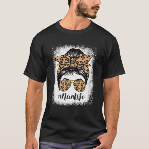 Camiseta Nan Life Messy Hair Bun Leopard da Mãe