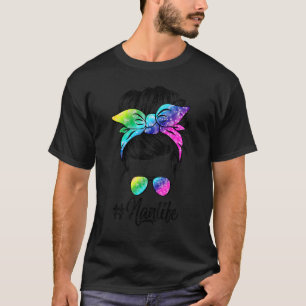 Camiseta Nan Life Messy Hair Bun Tie Dye Dia de as mães