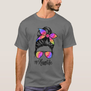 Camiseta Nan Life Messy Hair Bun Tie Dye Dia de as mães