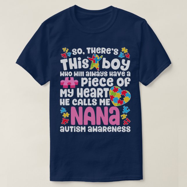 Camiseta Nana Autism para Homens Meninas Meninas Professora (Frente do Design)