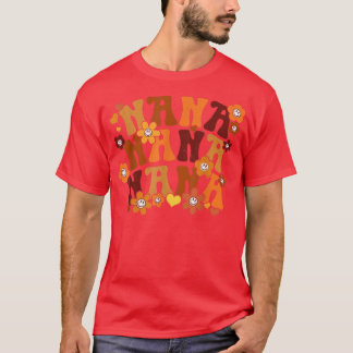 Camiseta Nana Autumn Vintage Retro Groovy Hippie Heart Flor