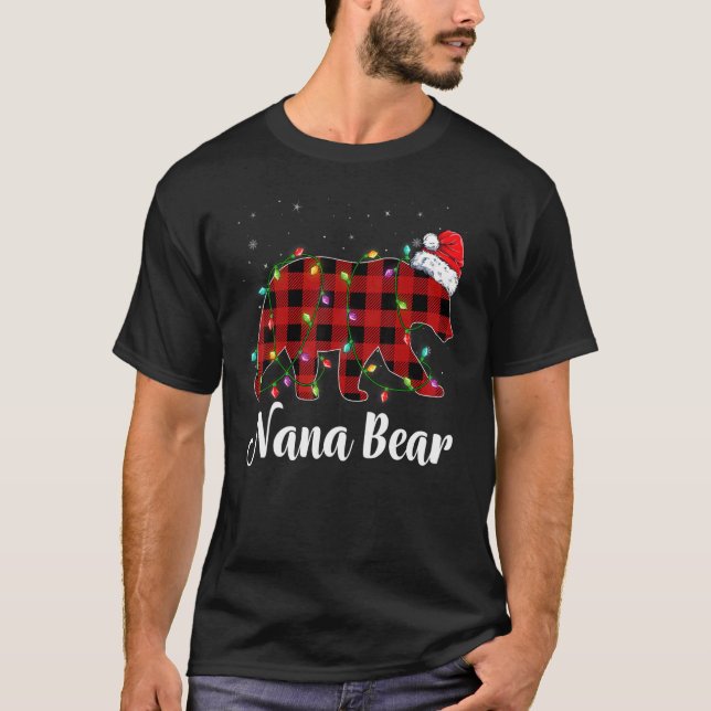 Camiseta Nana Bear Buffalo Red Plaid Matching Family Christ (Frente)