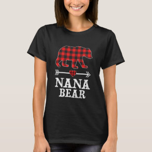 Camiseta Nana Bear Christmas Pajama Red Xadrez Buffalo