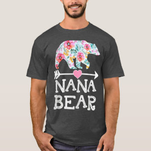 Camiseta Nana Bear Floral Family Dia de as mães Presente Mã