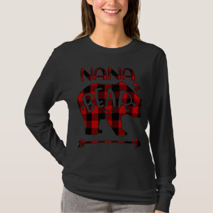 Camiseta Nana Bear Red E Black Buffalo Xadrez Bear Coração 
