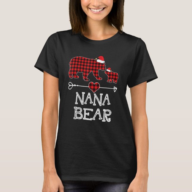 Camiseta Nana Bear Shirt Red Buffalo Xadrez Nana Bear Pajam (Frente)