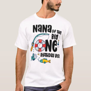 Camiseta Nana Big One Boy de 1 ano pescando aniversário T-S