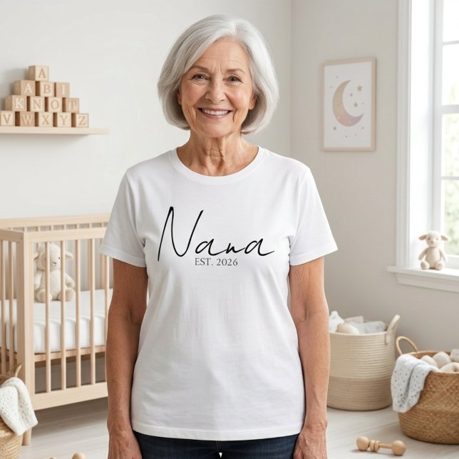 Camiseta Nana Clássico EST Ano Script Família Simples (Criador carregado)