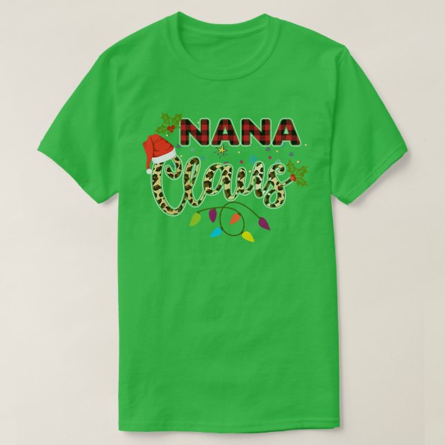 Camiseta Nana Claus Avó Papais noeis Buffalo Xadrez Leopard (Frente do Design)
