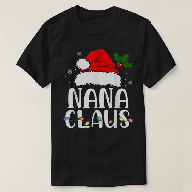 Camiseta Nana Claus Christmas Pajama Family Matching Xmas  (Frente do Design)