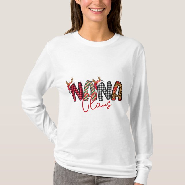 Camiseta Nana Claus Retro Christmas Design T-Shirt (Frente)
