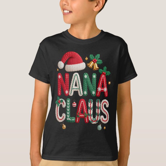 Camiseta Nana Claus Santa Claus Grandma Family Matching Chr (Frente)