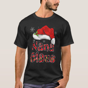 Camiseta Nana Claus Shirt Santa Hat Red Buffalo Xadrez Chri