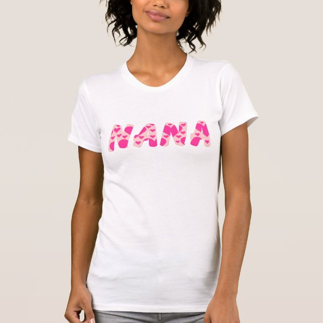Camiseta Nana com Dentro de Coração Rosa Quente (Frente)