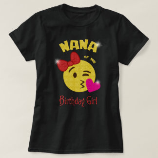 Camiseta Nana da festa de aniversário de Emoji da menina do