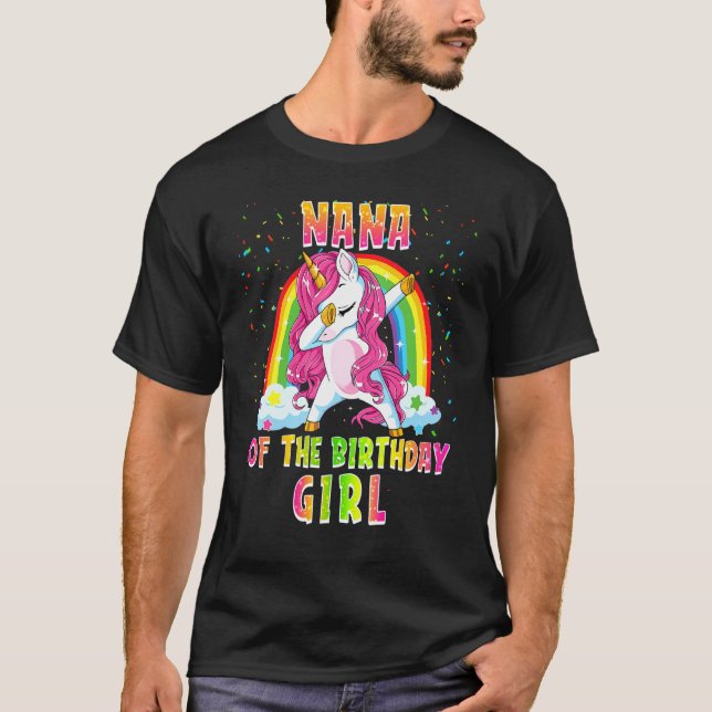 Camiseta Nana Da Rapariga De Aniversário A Dabbing Unicorn  (Frente)