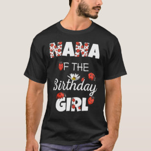 Camiseta Nana Do Aniversário Da Família Floral Ladybug Birt