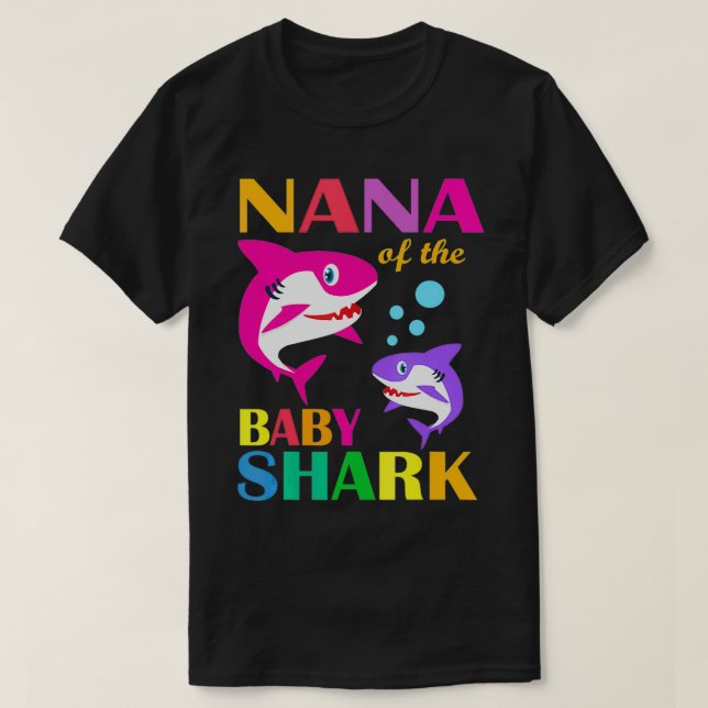 Camiseta Nana Do Bebê Aniversário Tubarão Nana Tubarão Mãe' (Frente do Design)
