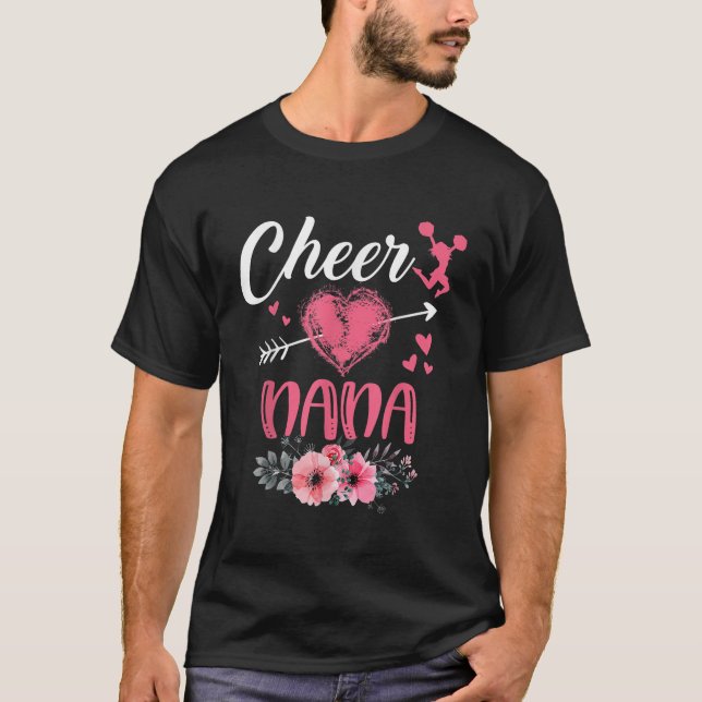Camiseta Nana Floral Funny Cheerleader Heart Mães (Frente)