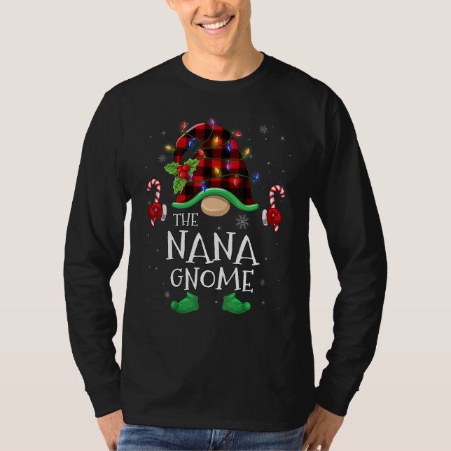 Camiseta Nana Gnome Buffalo Plaid Matching Family Christmas (Frente)