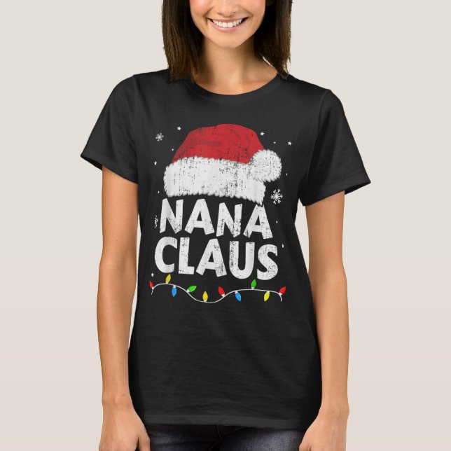 Camiseta Nana Grandma Claus Christmas Lights Matching Famil (Frente)