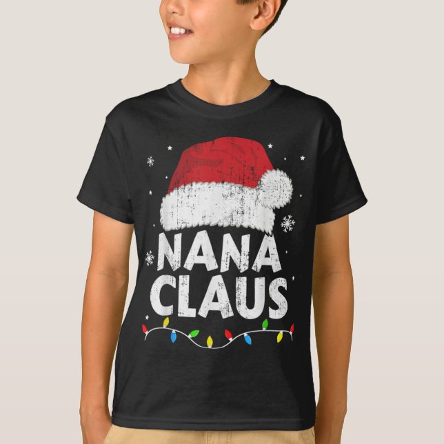 Camiseta Nana Grandma Claus Christmas Lights Matching Famil (Frente)
