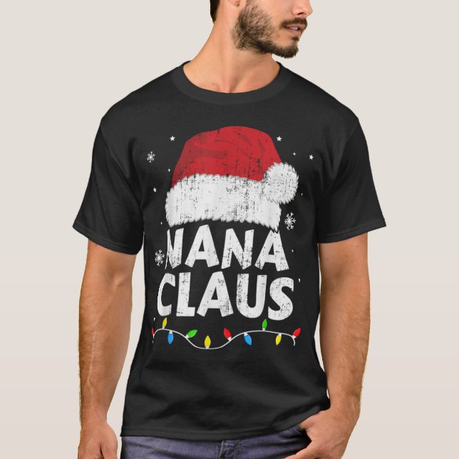 Camiseta Nana Grandma Claus Christmas Lights Matching Famil (Frente)