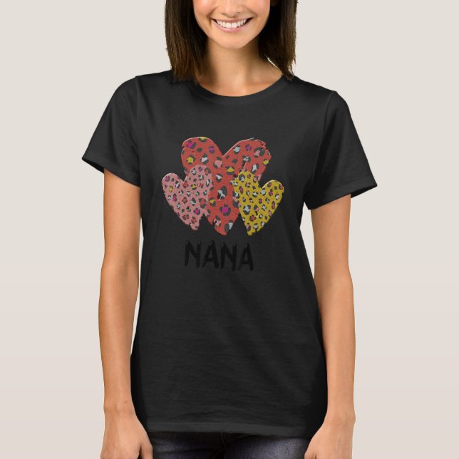 Camiseta Nana Hearts Leopard Xadrez Vlentines Day Meninas (Frente)