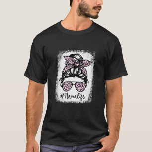 Camiseta Nana Life Messaging Bun Leopard Mães Impressas
