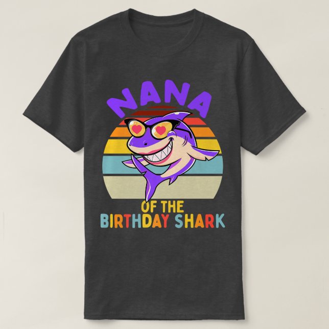 Camiseta Nana of the Shark Birthday Matching Family (Frente do Design)