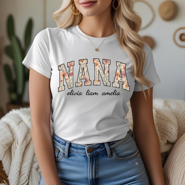 Camiseta Nana Personalizada com Nomes de Netos (Criador carregado)