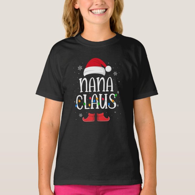 Camiseta Nana Santa Claus Hat With Xmas Light Christmas  (Frente)