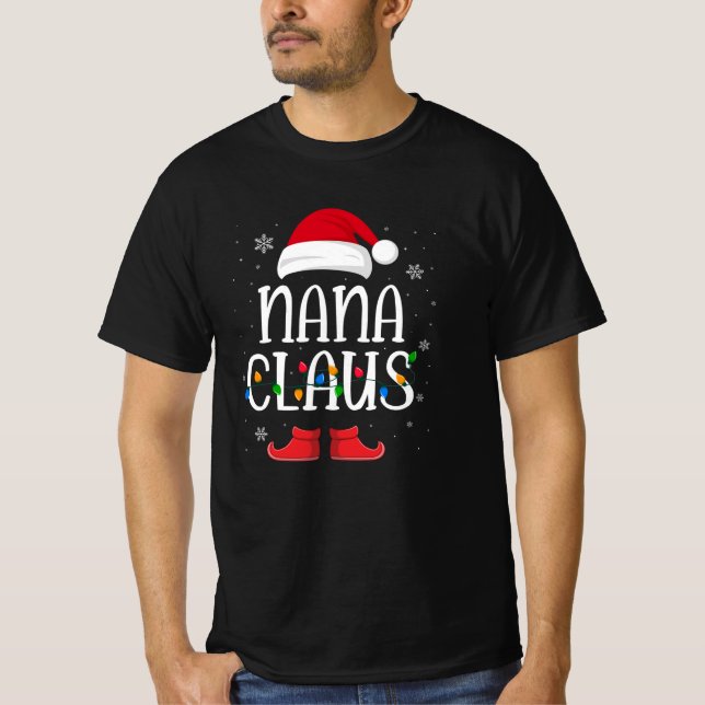 Camiseta Nana Santa Claus Hat With Xmas Light Christmas  (Frente)