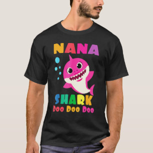 Camiseta Nana Shark Birthday Nana Shark Family Da Mãe da Fa