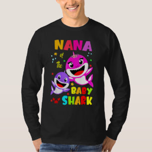 Camiseta Nana Shark Birthday Nana Shark Family Da Mãe da Fa