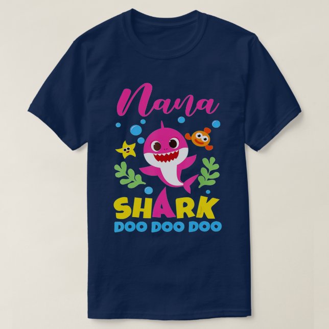 Camiseta Nana Shark Gift Cute Baby Shark Family Corresponde (Frente do Design)