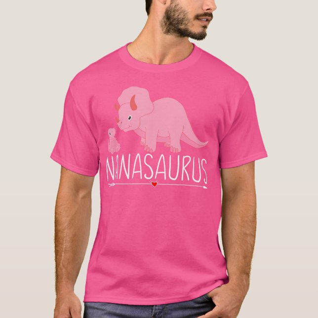 Camiseta Nanasaurus Nana Saurus Dino Dinossauro Rosa Com Ba (Frente)