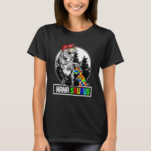 Camiseta Nanasaurus T Rex Dinossauro Nana Saurus Consciente (Frente)