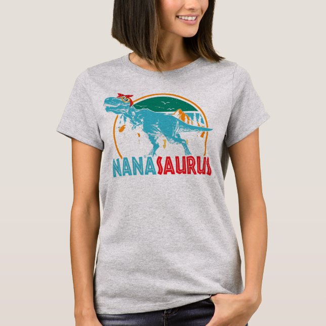 Camiseta Nanassauro T rex Dinossauro Dia de as mães Engraça (Frente)