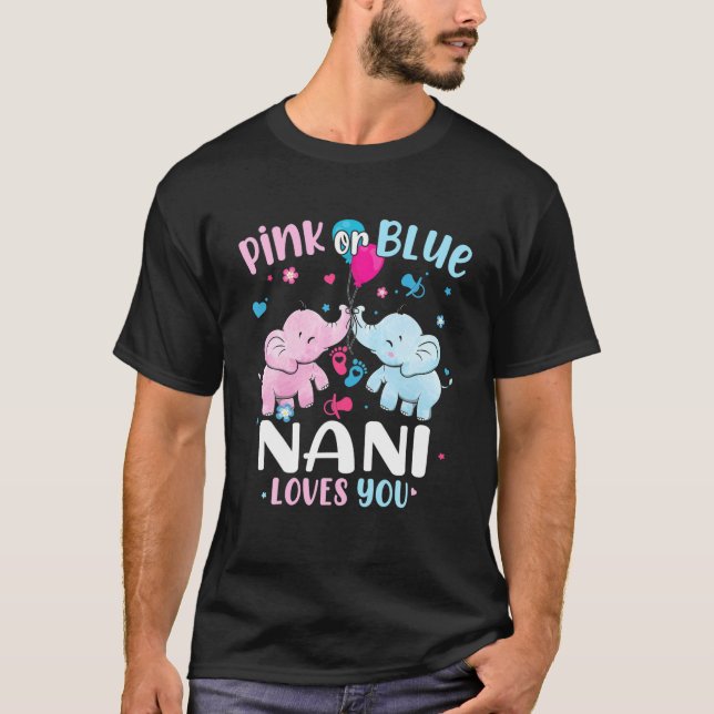 Camiseta Nani Rosa Ou Azul Te Ama Elefante Reveal De Gênero (Frente)