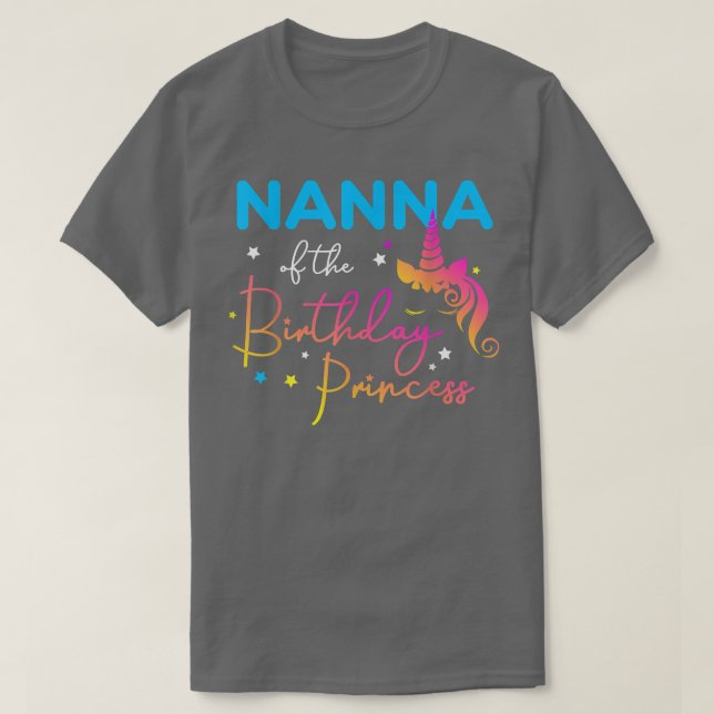 Camiseta Nanna do Aniversário Princesa Bday Unicorn Avô (Frente do Design)