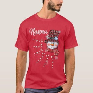 Camiseta Nanna Snowman Candy Cane Xadrez Vermelha Natal Hat
