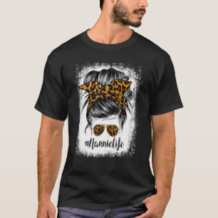 Camiseta Nannie Life Messaging Hair Bun Leopard Mãe