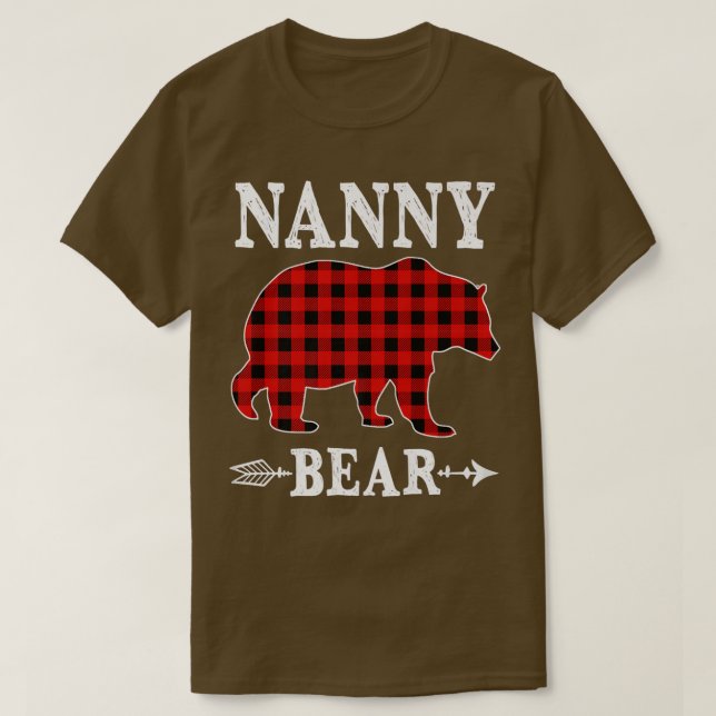 Camiseta Nanny Bear Christmas Pajama Red Xadrez Buffalo Fam (Frente do Design)