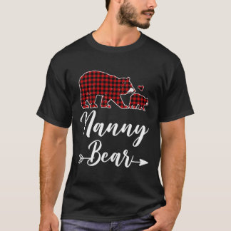 Camiseta Nanny Bear Christmas Pajama Red Xadrez Fam Combina
