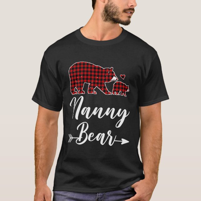 Camiseta Nanny Bear Christmas Pajama Red Xadrez Fam Combina (Frente)