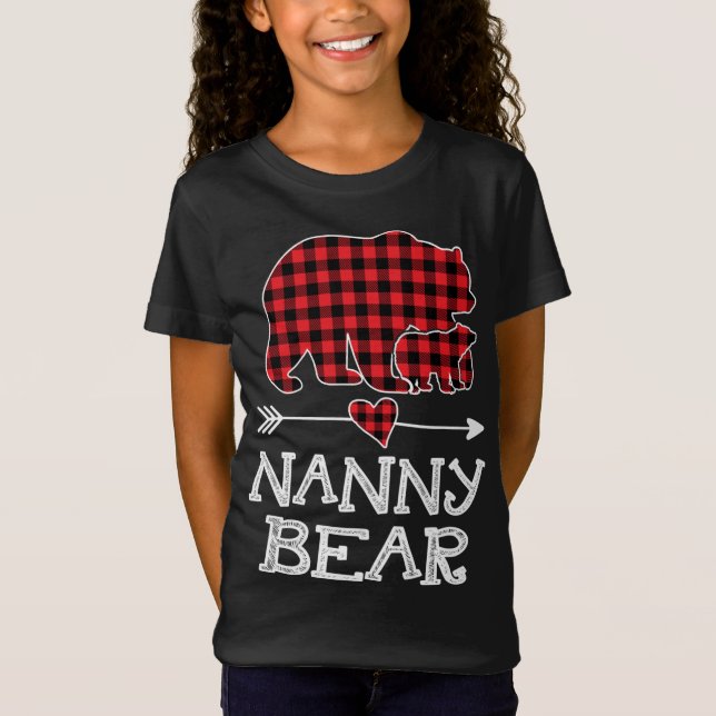Camiseta Nanny Bear Natal Xmas Pajama Red Xadrez Buffalo (Frente)