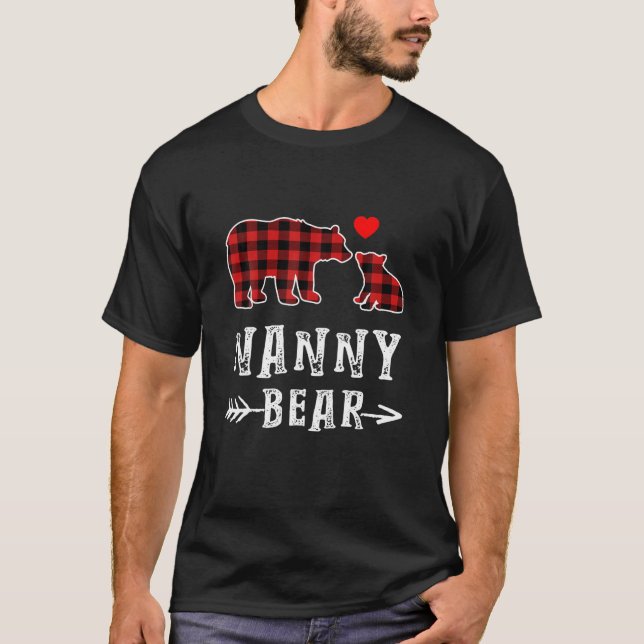 Camiseta Nanny Bear Natal Xmas Pajama Red Xadrez Buffalo (Frente)